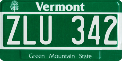 VT license plate ZLU342