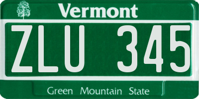 VT license plate ZLU345