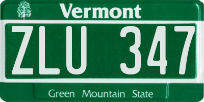 VT license plate ZLU347