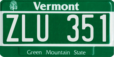 VT license plate ZLU351
