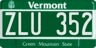 VT license plate ZLU352