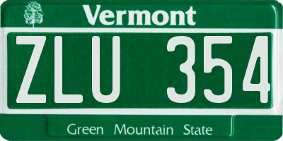 VT license plate ZLU354