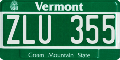 VT license plate ZLU355