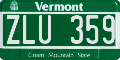 VT license plate ZLU359