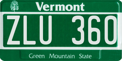 VT license plate ZLU360
