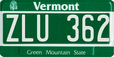 VT license plate ZLU362