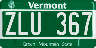VT license plate ZLU367