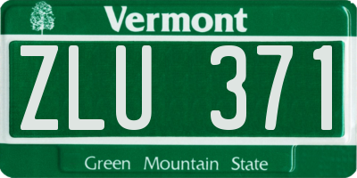 VT license plate ZLU371