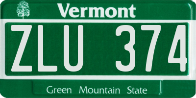 VT license plate ZLU374