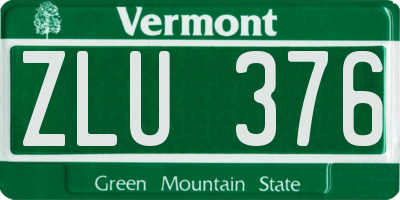 VT license plate ZLU376