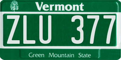VT license plate ZLU377