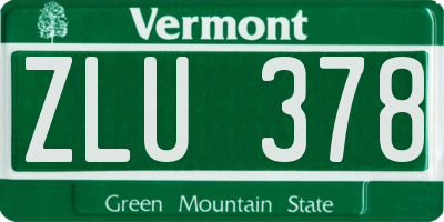 VT license plate ZLU378