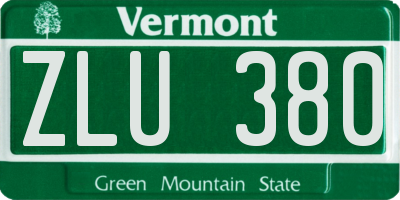 VT license plate ZLU380