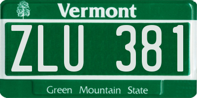 VT license plate ZLU381