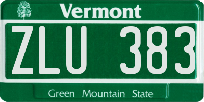 VT license plate ZLU383