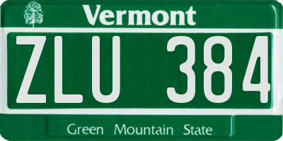 VT license plate ZLU384