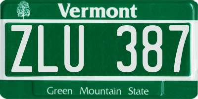 VT license plate ZLU387