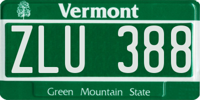 VT license plate ZLU388