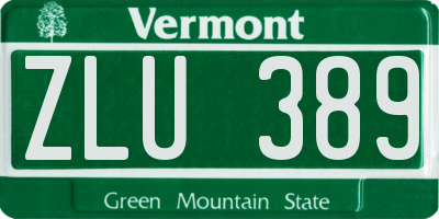VT license plate ZLU389
