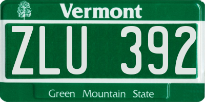 VT license plate ZLU392