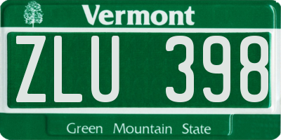 VT license plate ZLU398