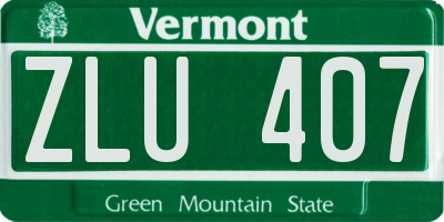 VT license plate ZLU407