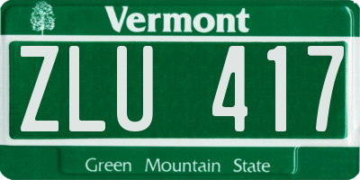 VT license plate ZLU417
