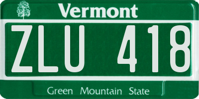 VT license plate ZLU418