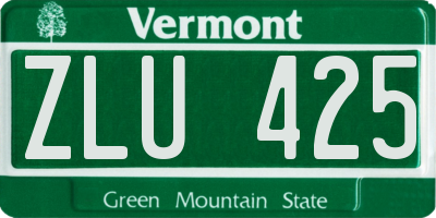 VT license plate ZLU425