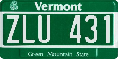 VT license plate ZLU431