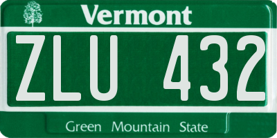 VT license plate ZLU432