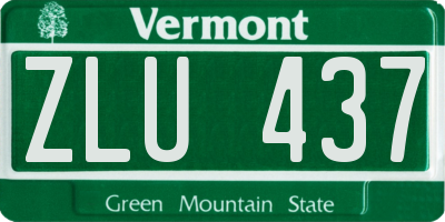 VT license plate ZLU437