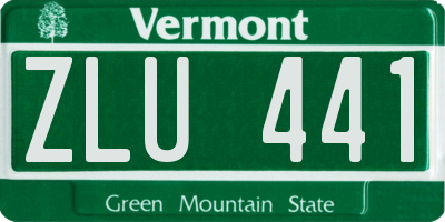 VT license plate ZLU441