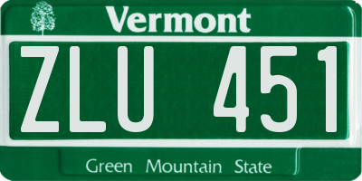 VT license plate ZLU451