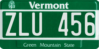 VT license plate ZLU456