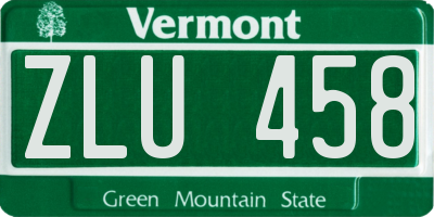 VT license plate ZLU458