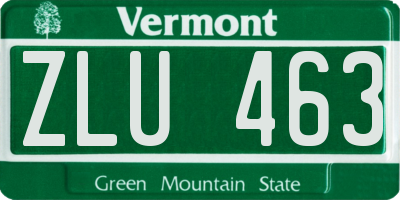 VT license plate ZLU463