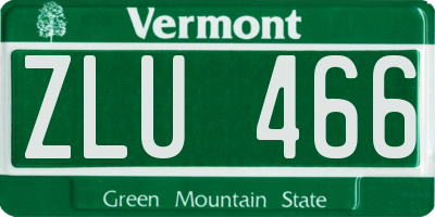 VT license plate ZLU466