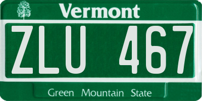 VT license plate ZLU467