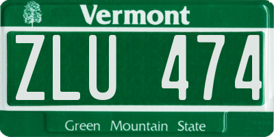 VT license plate ZLU474