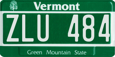 VT license plate ZLU484