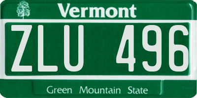 VT license plate ZLU496