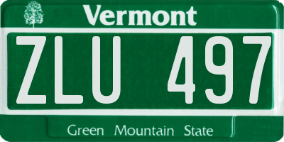VT license plate ZLU497
