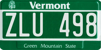 VT license plate ZLU498