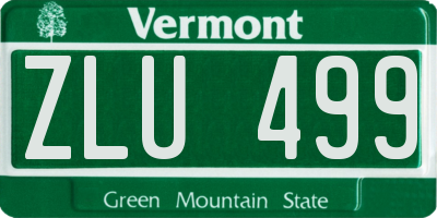 VT license plate ZLU499