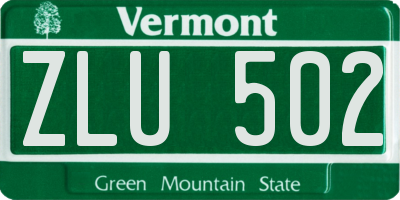 VT license plate ZLU502