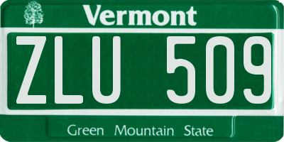 VT license plate ZLU509
