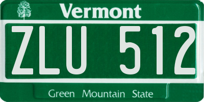 VT license plate ZLU512