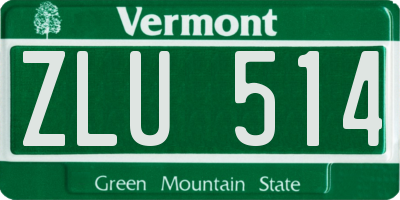 VT license plate ZLU514