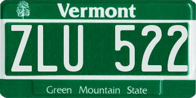 VT license plate ZLU522
